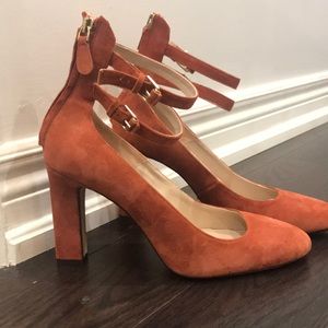 Massimo Dutti Orange Suede Heels